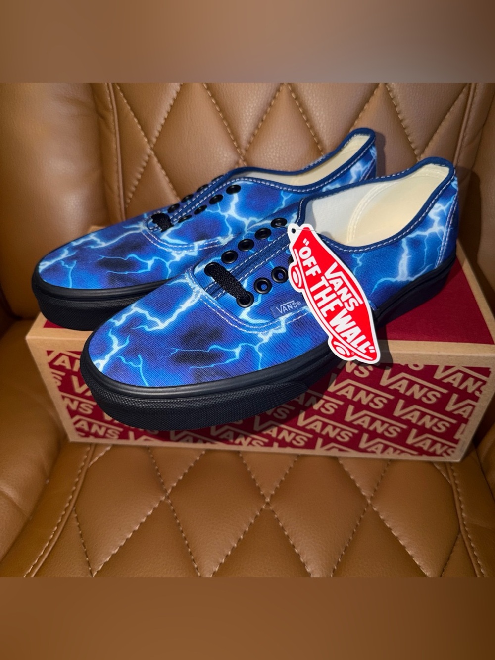Vans Authentic Men’s Sz 6.5 Womens 8 Lightning Black Blue